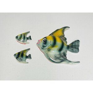 3 Vintage 1950s Bradley Kissing Fish Wall Plaques Anthropomorphic MCM Lot
